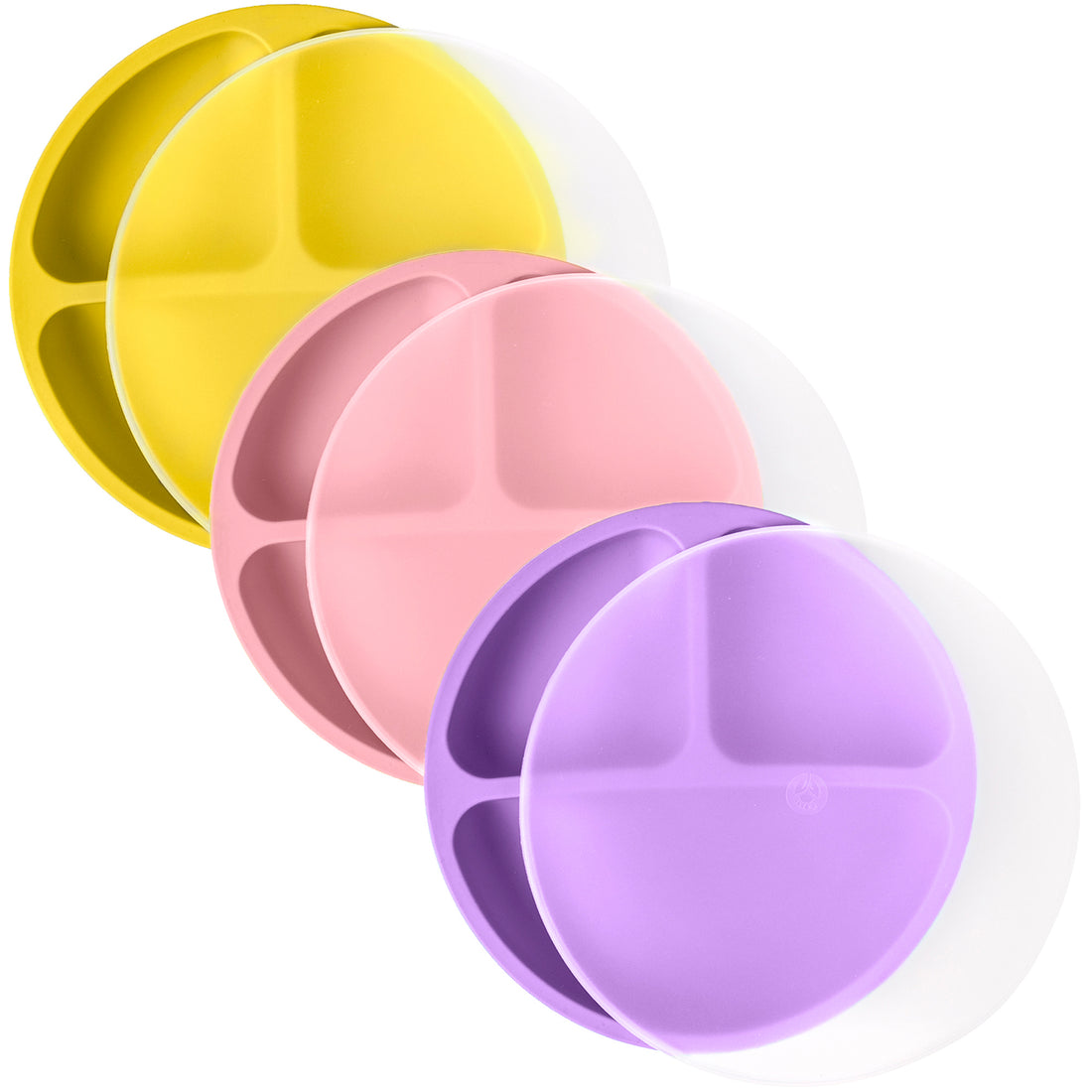 Silicone Divided Plates (Non-Suction) – Set of 3 (Lid Option Available)