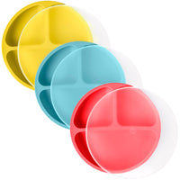 Silicone Divided Plates (Non-Suction) – Set of 3 (Lid Option Available)