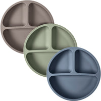 Silicone Divided Plates (Non-Suction) – Set of 3 (Lid Option Available)