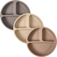 Silicone Divided Plates (Non-Suction) – Set of 3 (Lid Option Available)