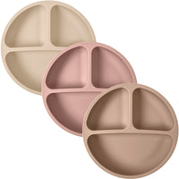 Silicone Divided Plates (Non-Suction) – Set of 3 (Lid Option Available)