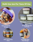 Infographic of glass jars outline various use cases of jars.