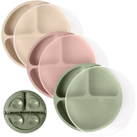 Silicone Suction Plates – Set of 3 (Lid Option Available)