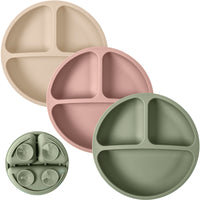 Silicone Suction Plates – Set of 3 (Lid Option Available)