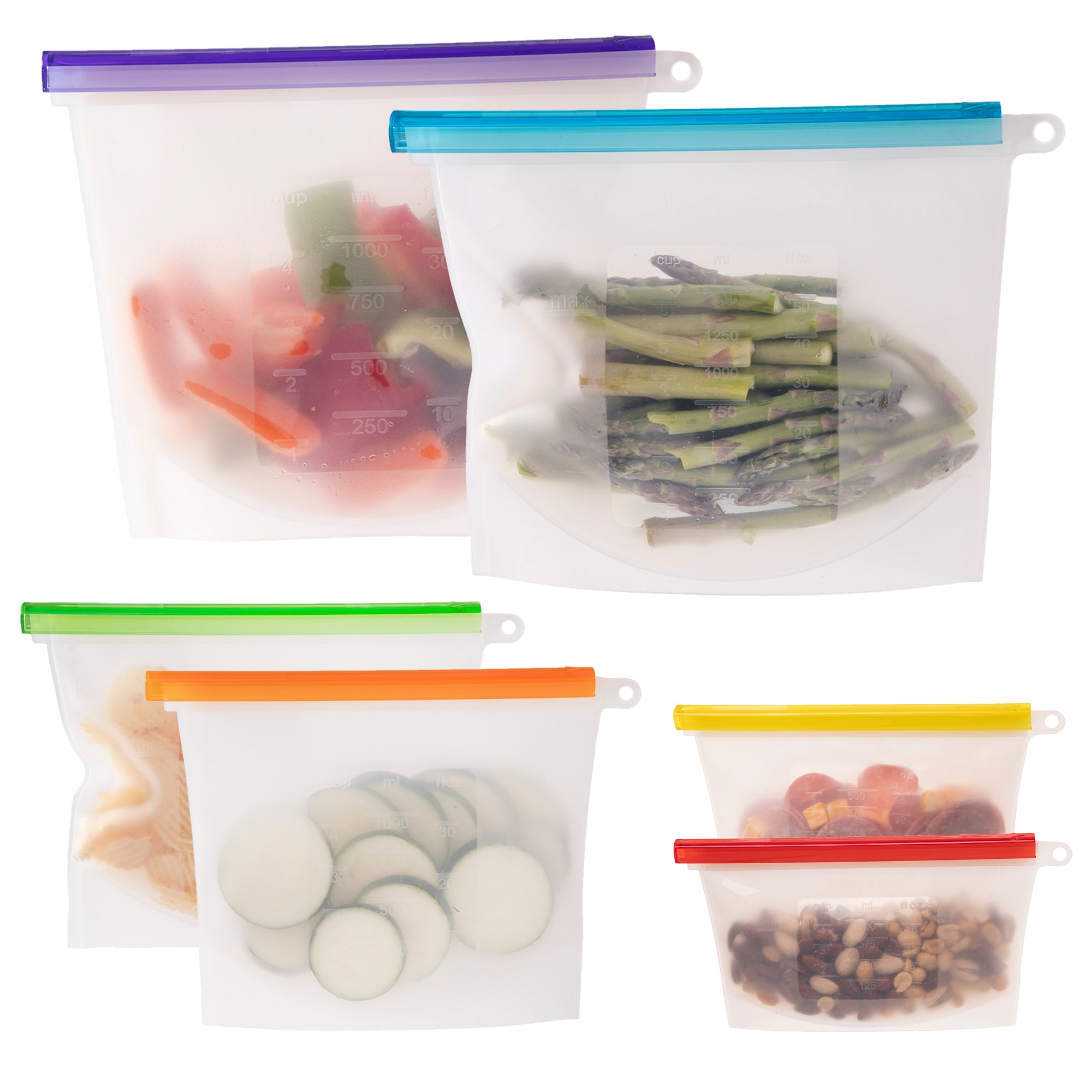 Reusable Silicone Food Storage Bags,stand Up Leakproof Zip Containers,reusable  Sandwich Bags,non-toxic,bpa Free, Dishwasher Safe,freezer-safe,easy To
