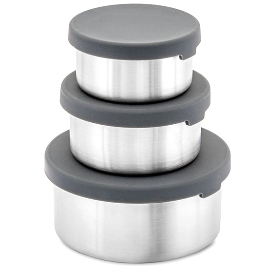 Mini Stainless Steel Containers with Silicone Lids — Set of 3 (3oz)