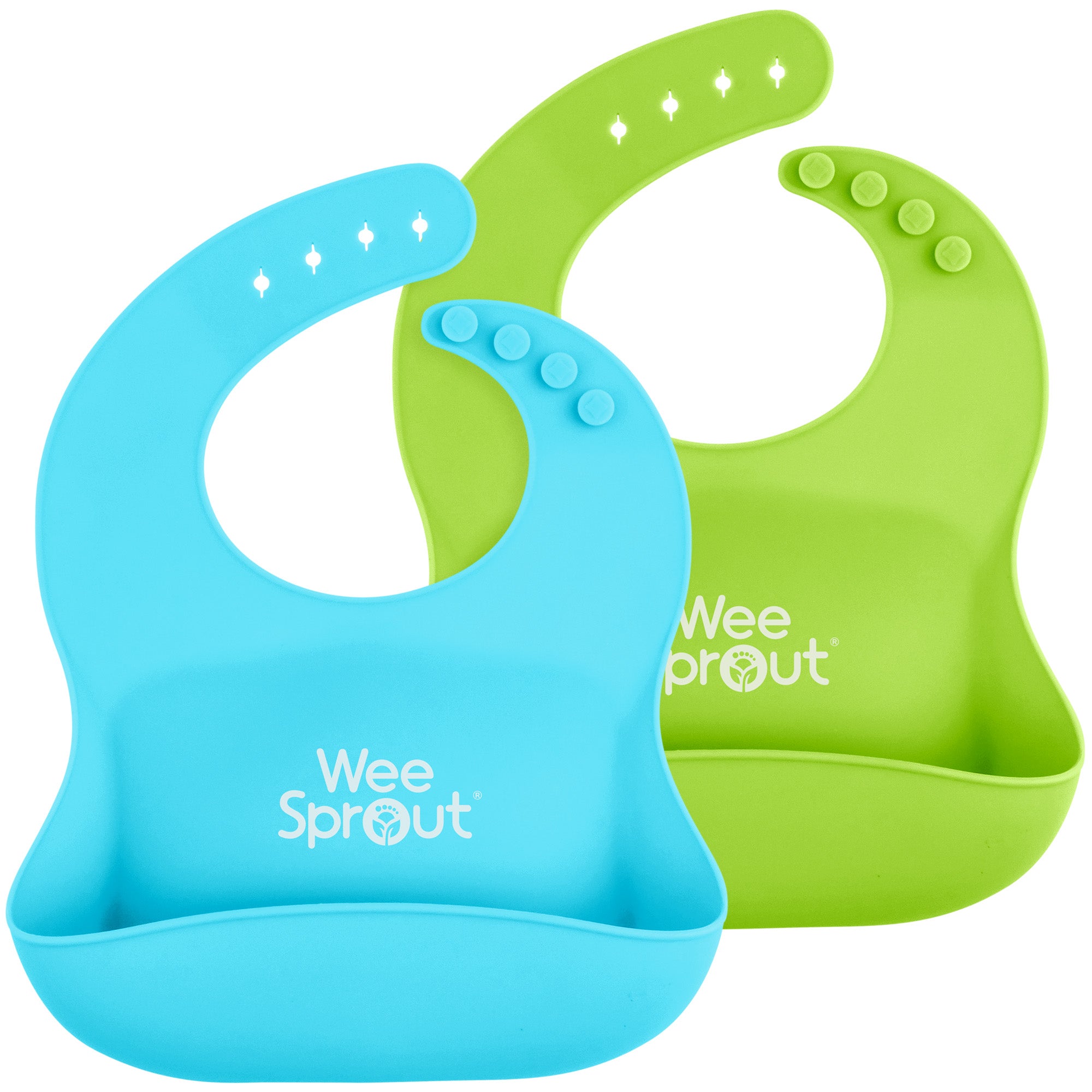 Set de BIBS, Taille 2 6-18 mois, Set 4 pièces + Etui tétine MONKIEZZ®, Glow Blue