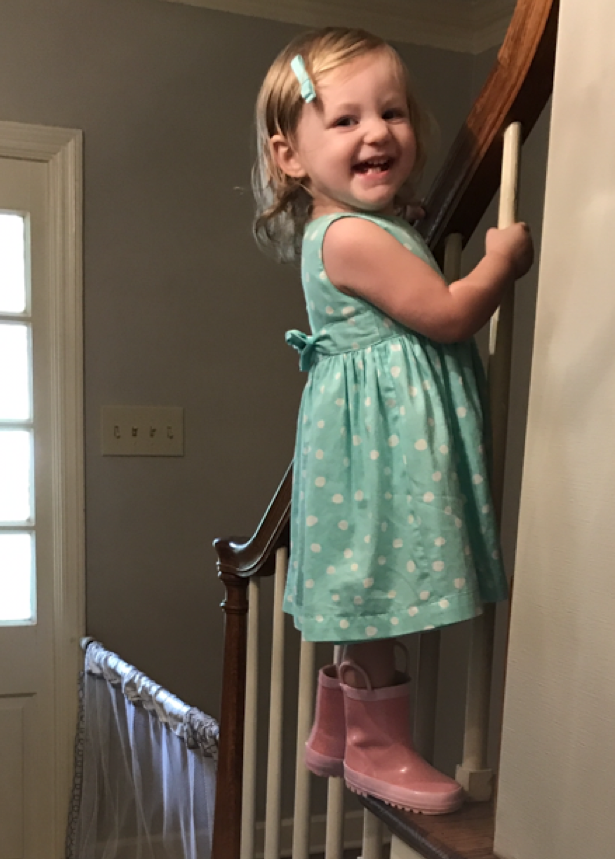 toddler on stairs
