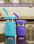 3-in-1 Stainless Steel Cups for Kids – 8 oz or 12 oz (Set of 4)