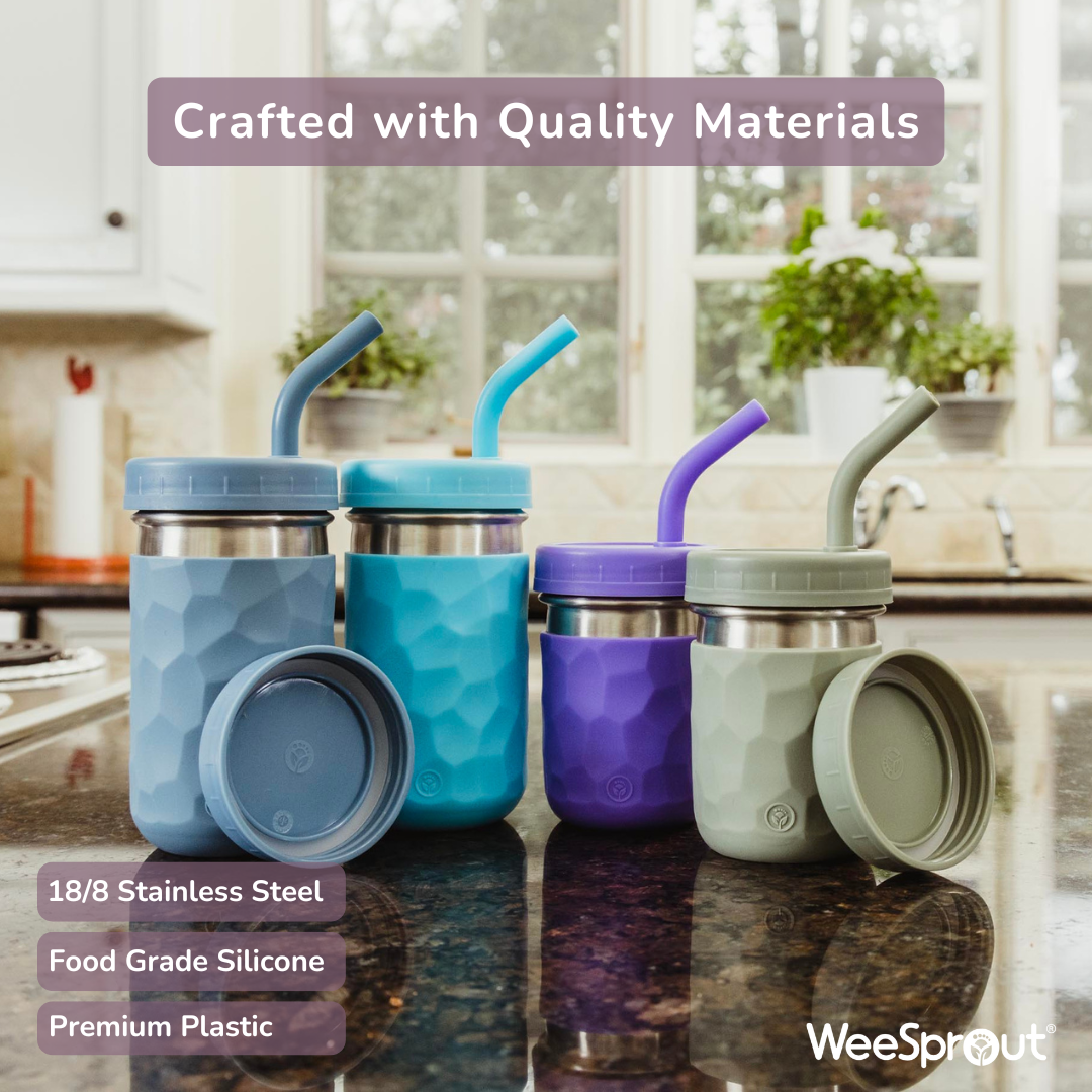 3-in-1 Stainless Steel Cups for Kids – 8 oz or 12 oz (Set of 4)