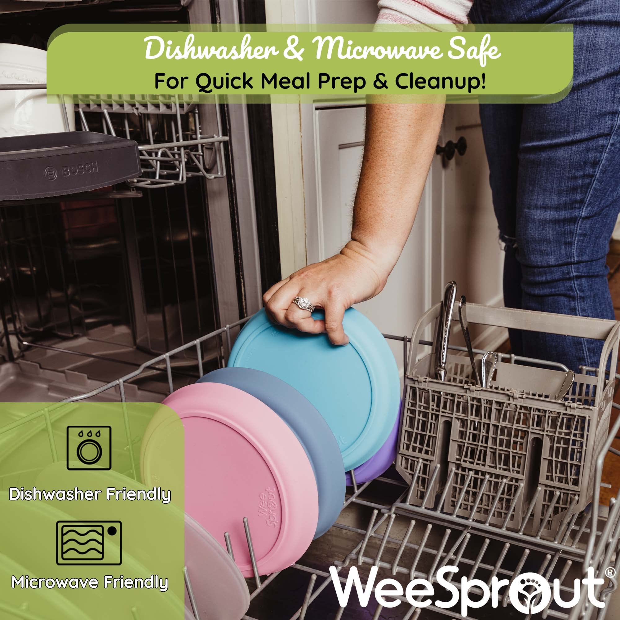 Silicone Plates (Non-Suction, Undivided) – Set of 3 with Lids