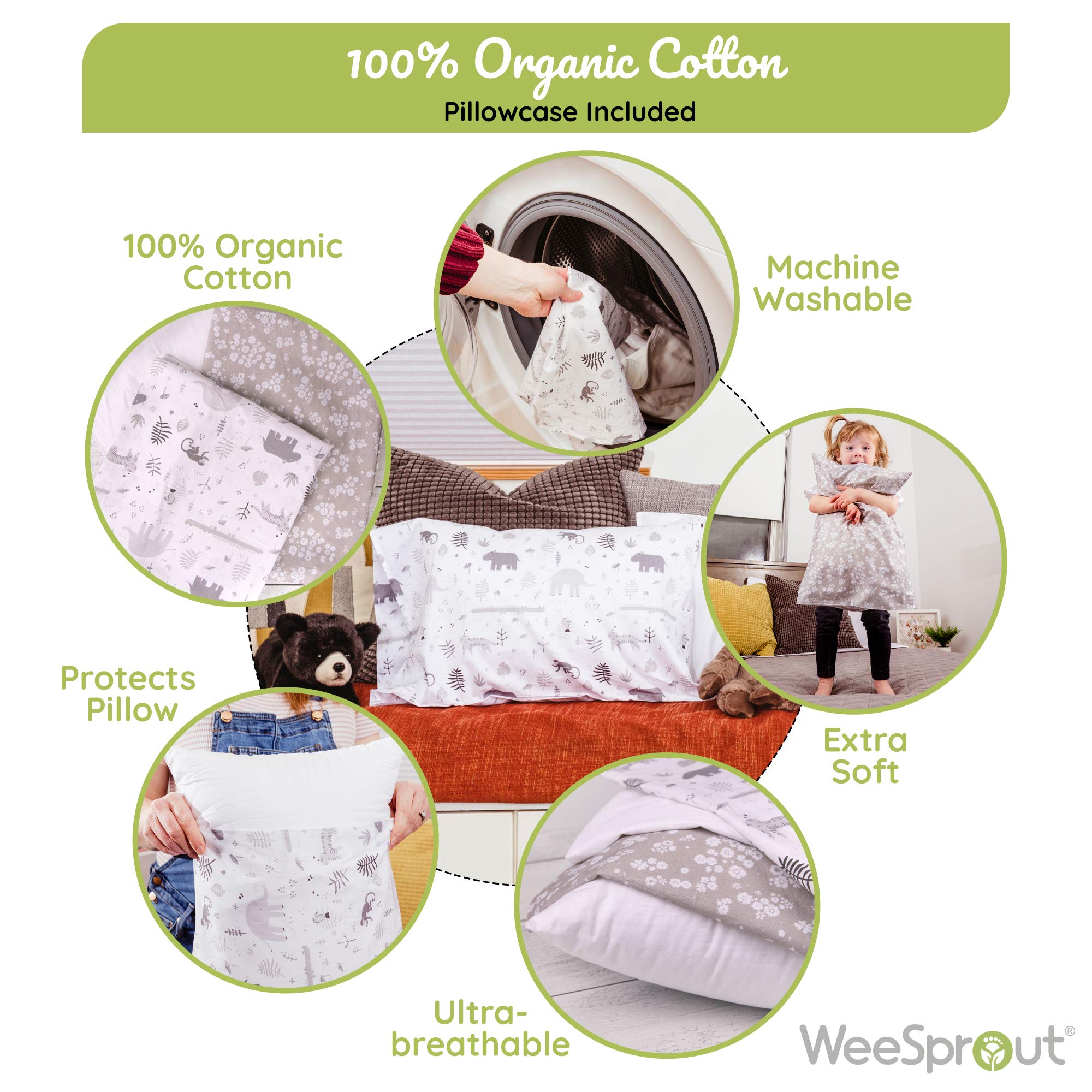 Organic Cotton Toddler Pillow &amp; Pillowcase