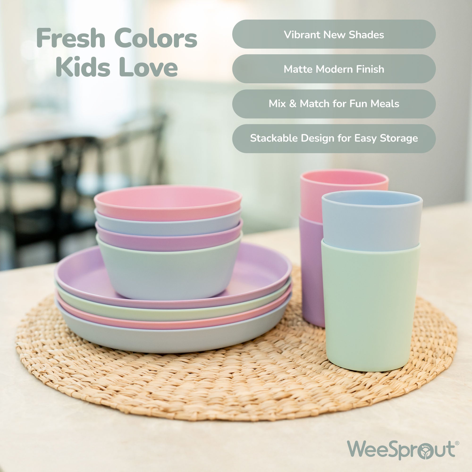 Bamboo Cups with Silicone Sippy Lids – Set of 4