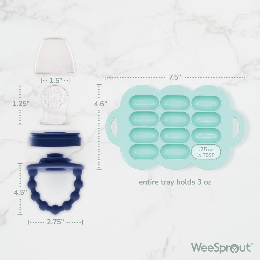 2 Silicone Feeders & Freezer Tray