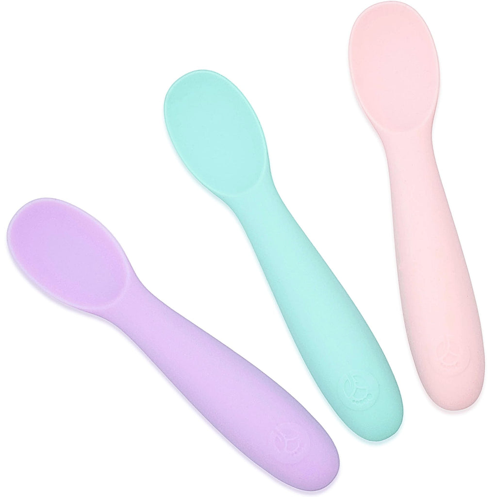 WeeSprout | Baby Led Weaning Silicone Spoons with Travel Case | Set of 3