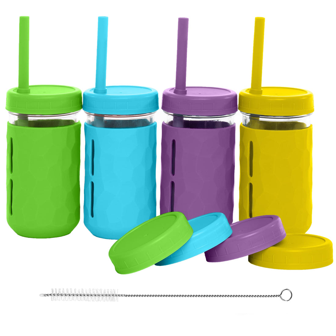 3-in-1 Glass Cups for Kids – 8 oz or 12 oz (Set of 4)