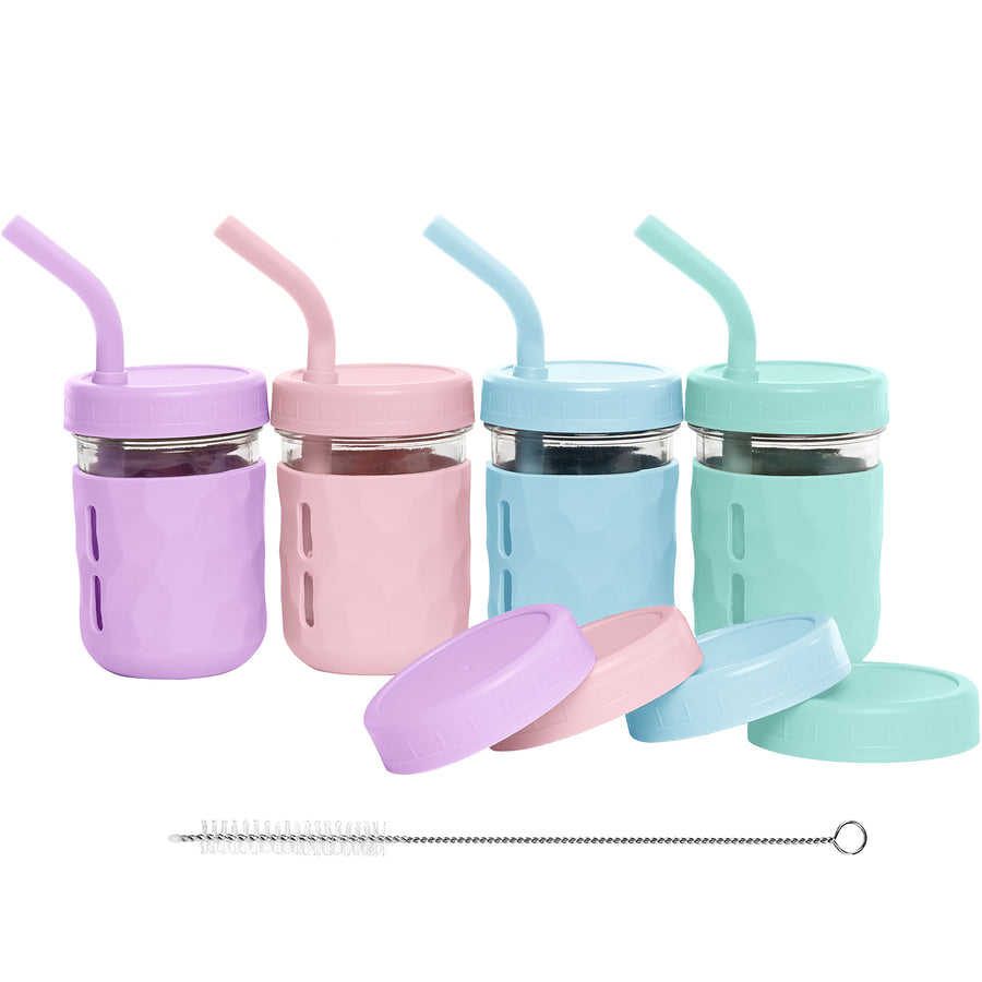 3-in-1 Glass Cups for Kids – 8 oz or 12 oz (Set of 4)