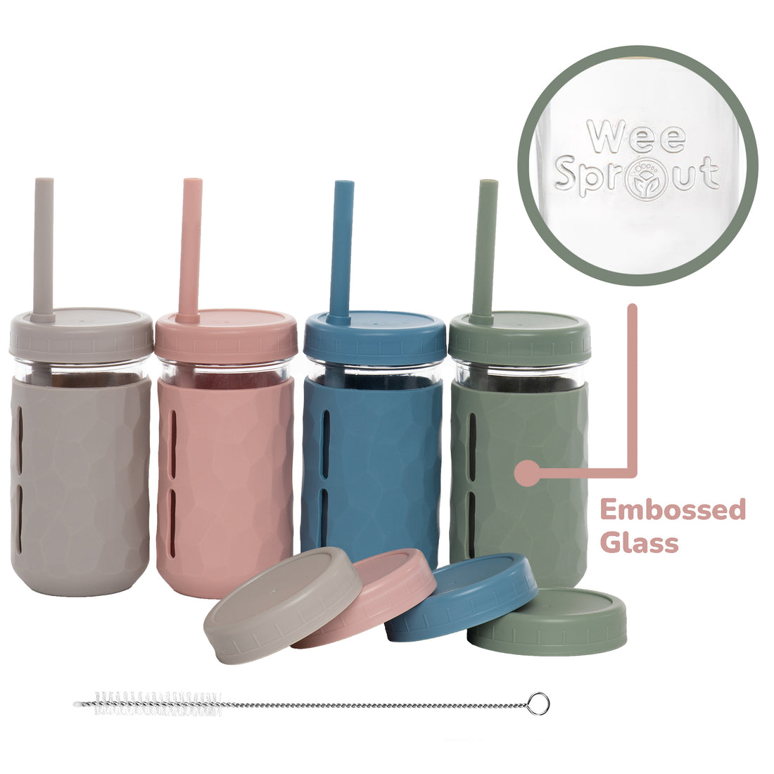 Elk and Friends Stainless Steel Cups | Mason Jar 10oz | Kids & Toddler Cups  with Silicone Sleeves & Straws with Stopper | Spill proof Smoothie Cups