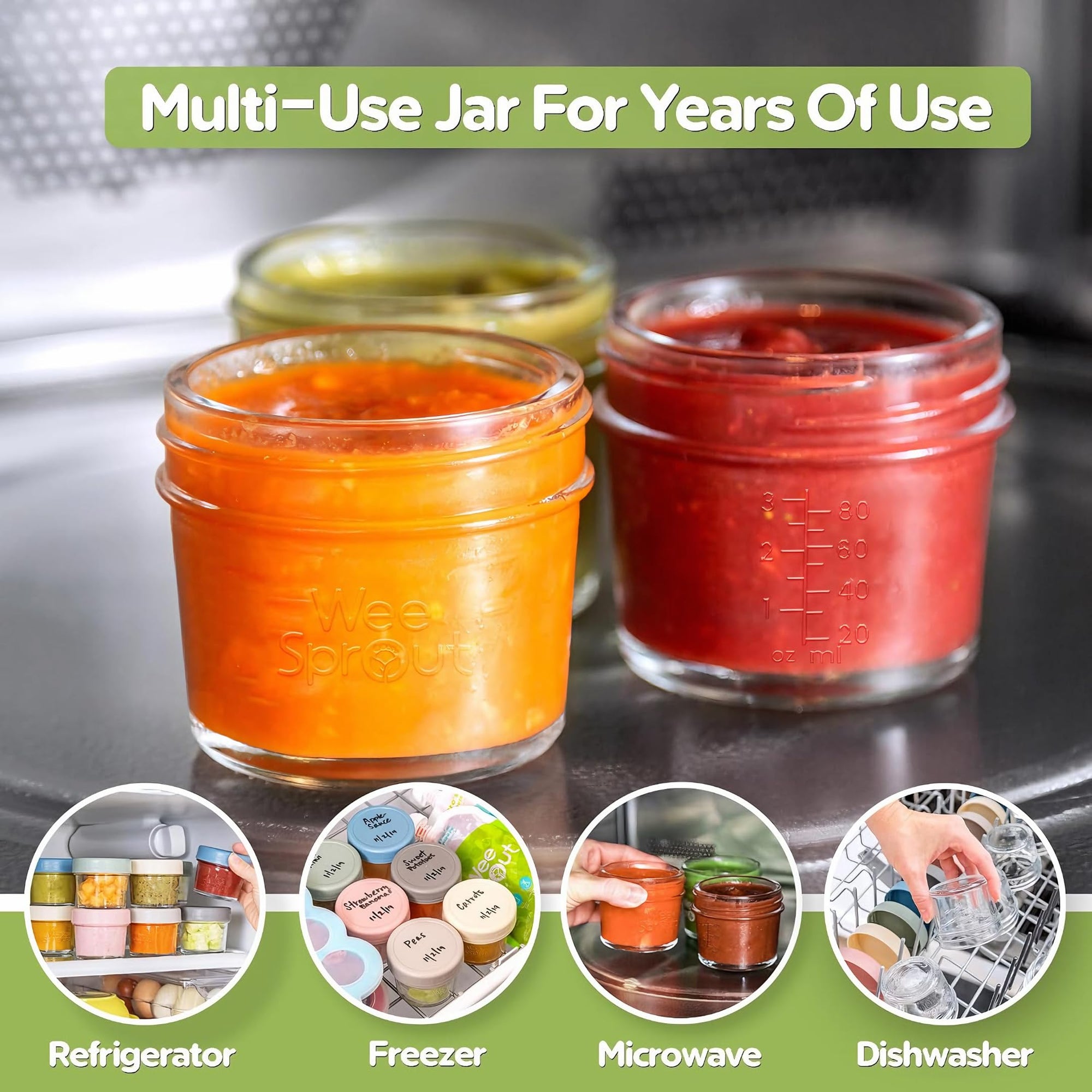 Glass Baby Food Storage Jars – 4 oz (Set of 12)