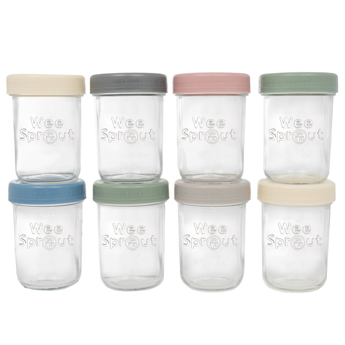 WeeSprout, Glass Baby Food Storage Containers - Set of 12 - 4 oz Jars w/ Lids