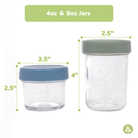 Glass Baby Food Storage Jars – 4 oz, 8 oz, or Mixed Sets