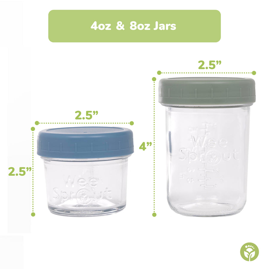 Glass Baby Food Storage Jars – 4 oz, 8 oz, or Mixed Sets