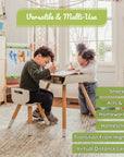 Modern Kids Study Desk and Chair Set with Dual Storage Boxes