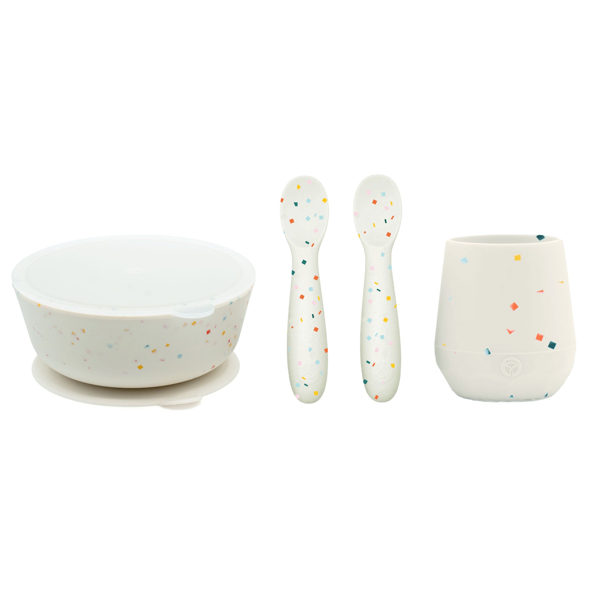 Silicone First Feeding Set – Cup, Suction Bowl with Lid &amp; Baby Spoons