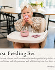Silicone First Feeding Set – Cup, Suction Bowl with Lid & Baby Spoons