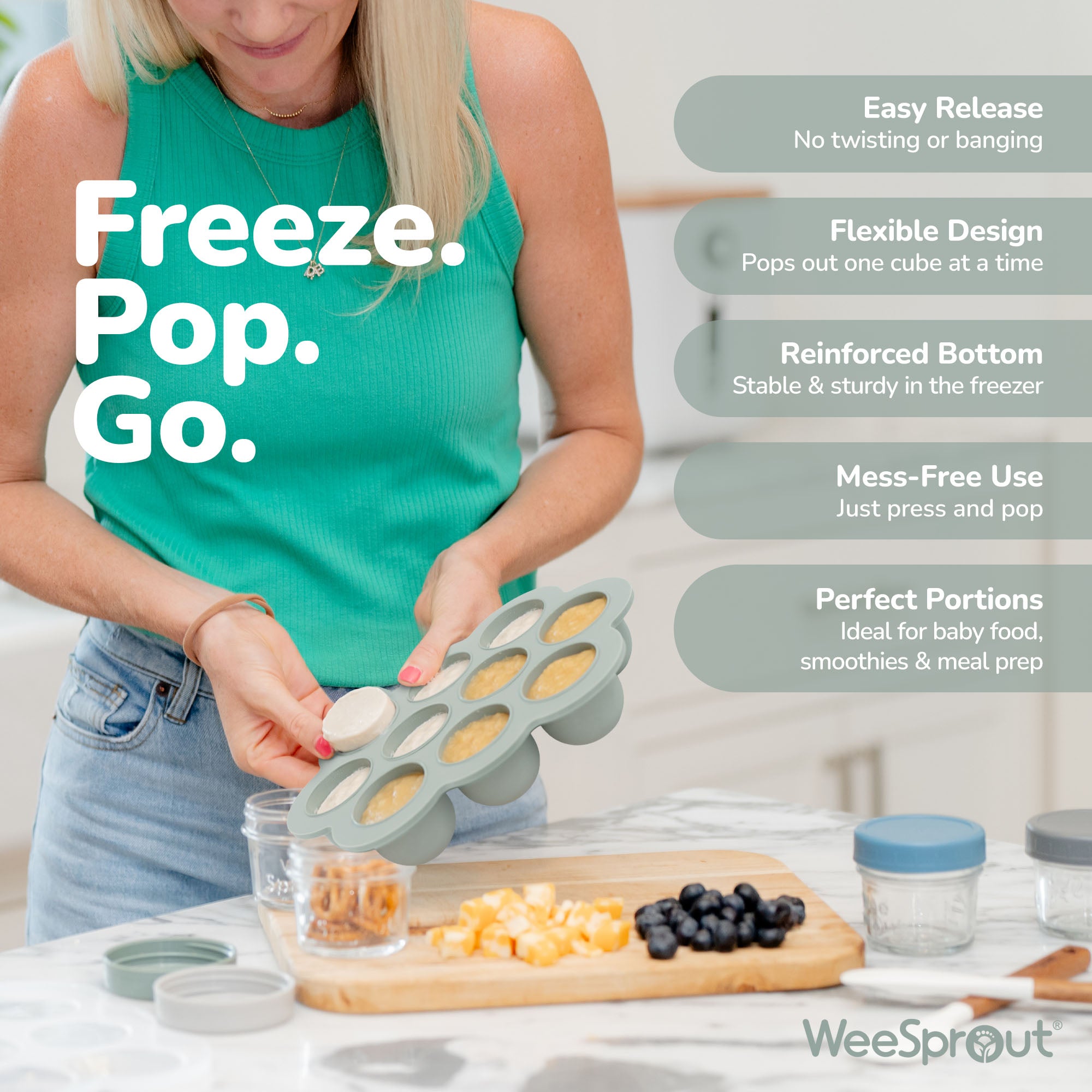 Silicone Baby Food Freezer Tray – 1.5 oz Sections