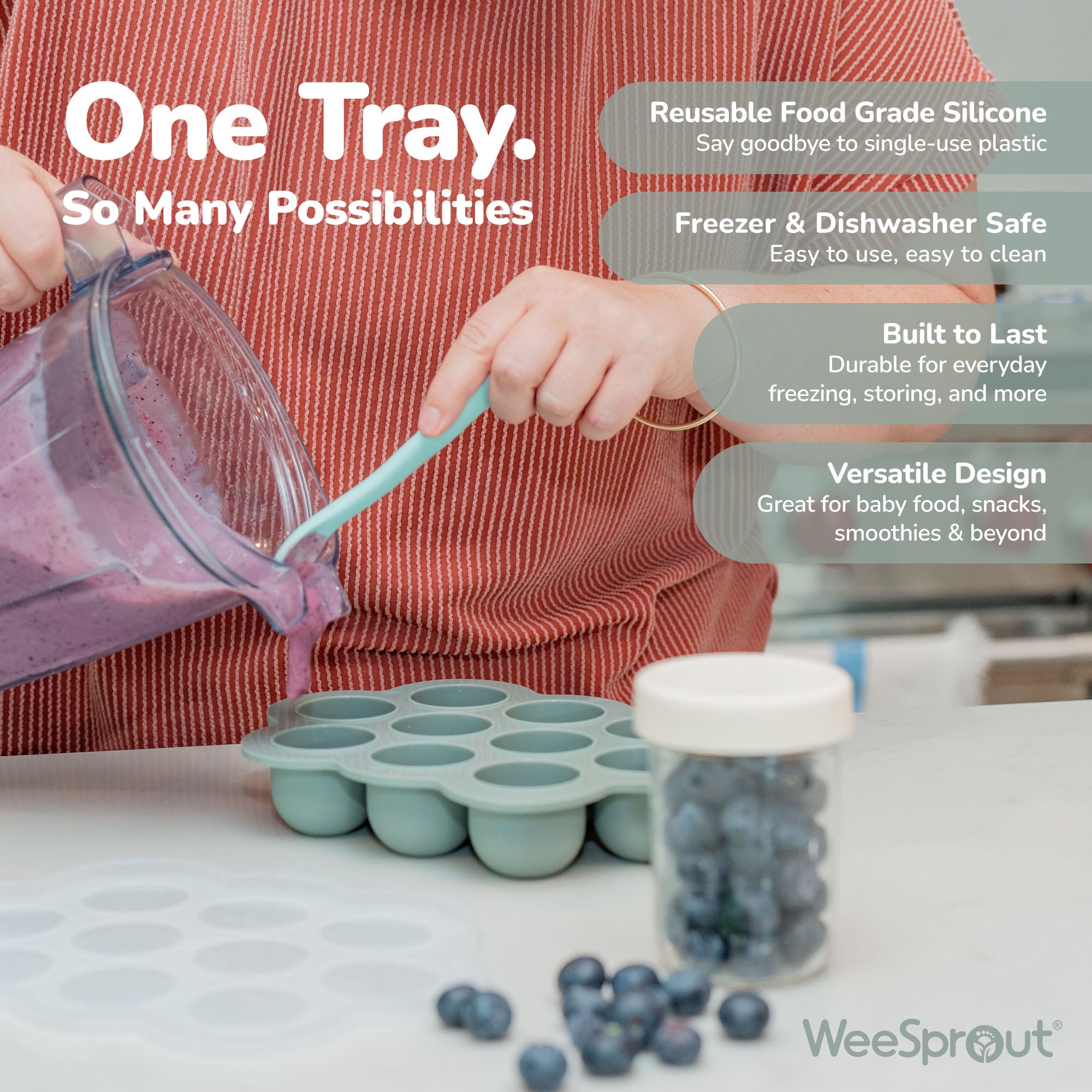 Silicone Baby Food Freezer Tray – 1.5 oz Sections