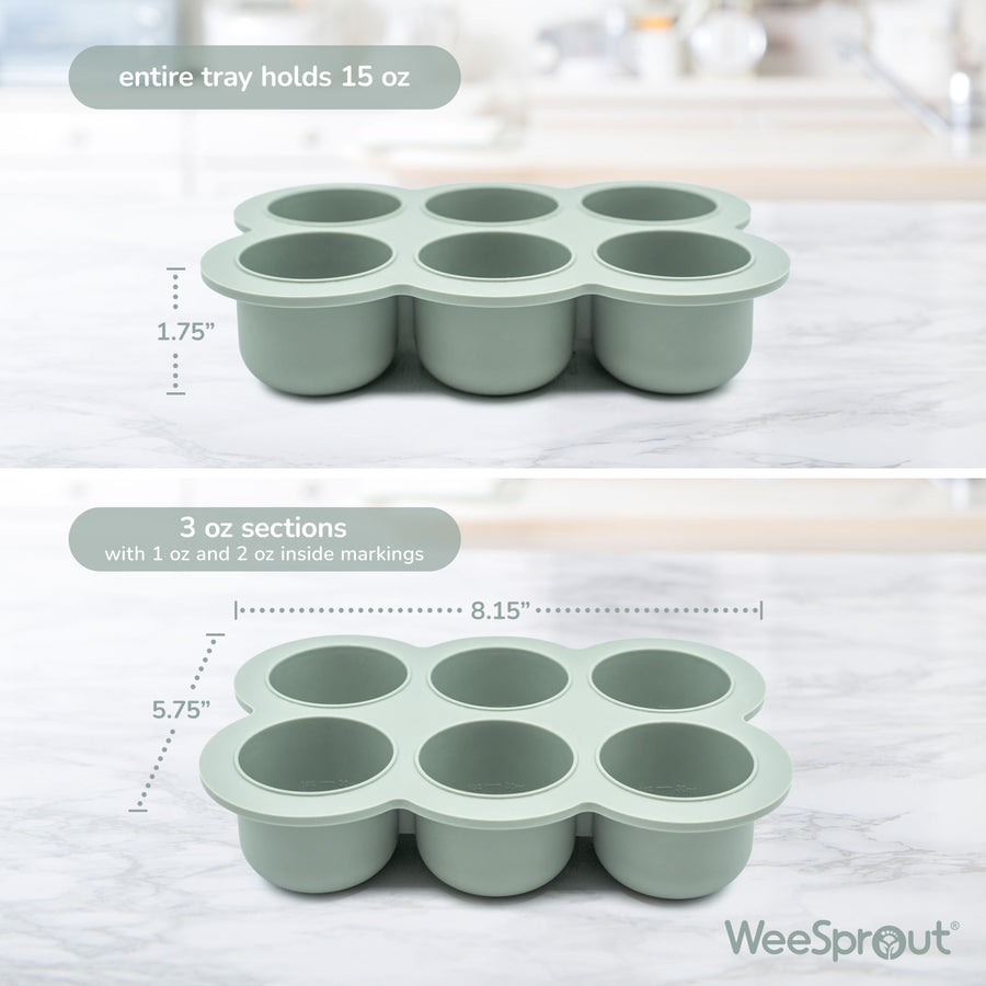 Silicone Baby Food Freezer Tray – 3 oz Sections