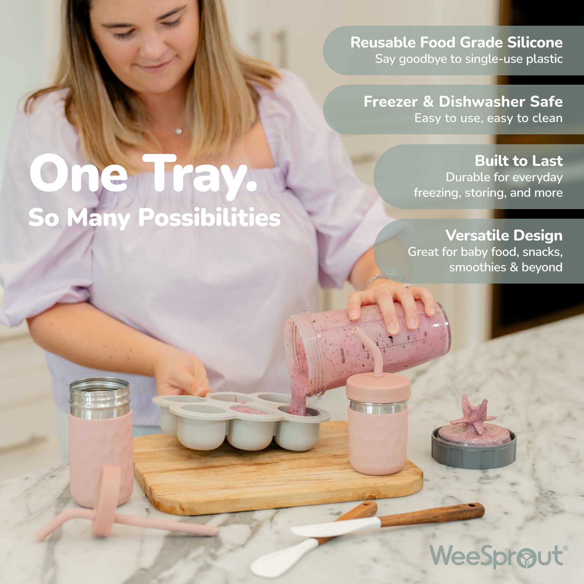 Silicone Baby Food Freezer Tray – 3 oz Sections