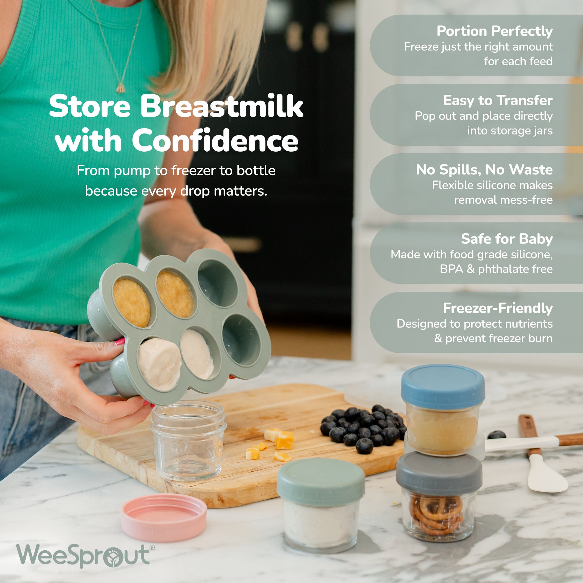 Silicone Baby Food Freezer Tray – 3 oz Sections