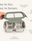 Stainless Steel Bento Box with Leak-Resistant Lid with 14 oz & 18 oz Sections