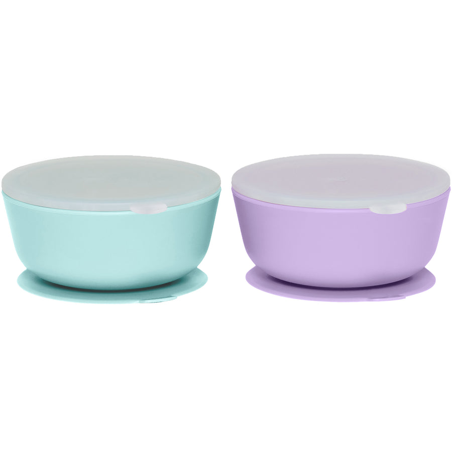 Silicone Suction Bowls with Lids – 12 oz (Set of 2)