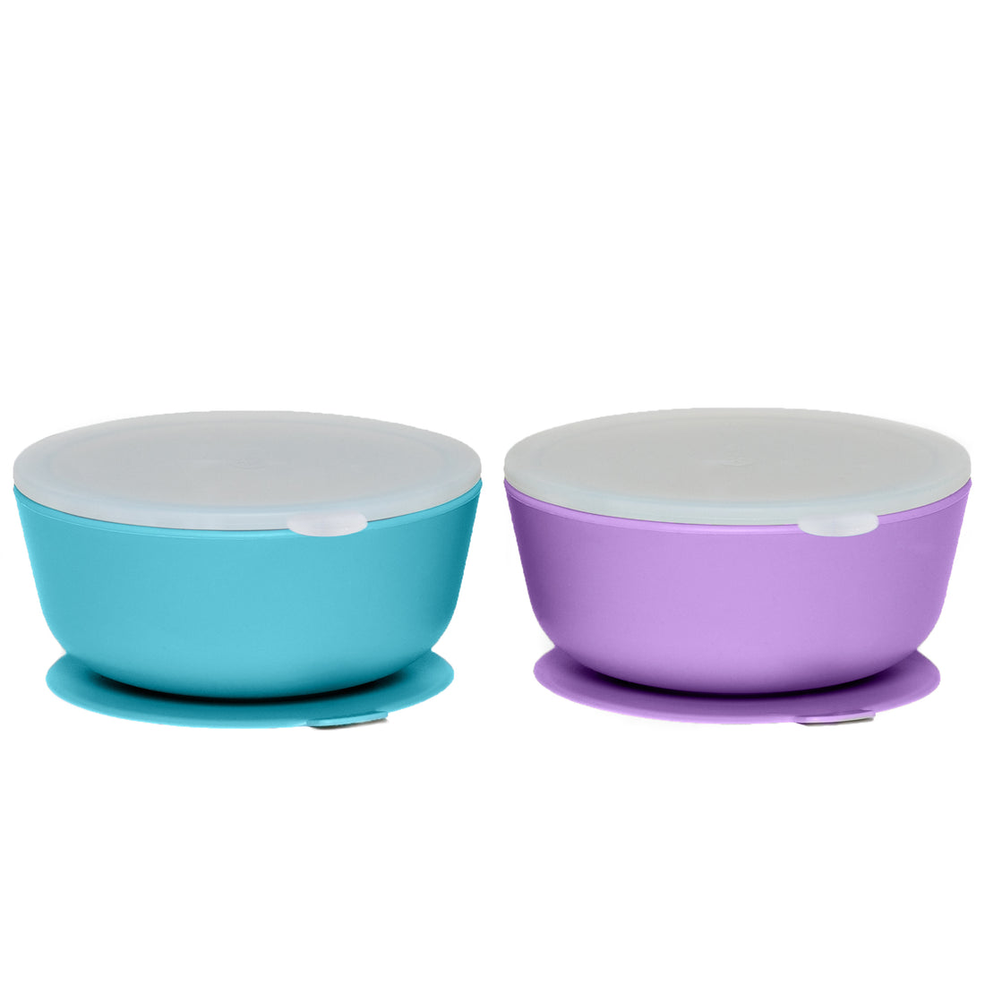 WeeSprout Suction Bowls for Baby (Set of 2) - 100% Silicone Toddler Bowl w/Plastic Lid - Leak Proof Feeding Supplies - Dishwashe