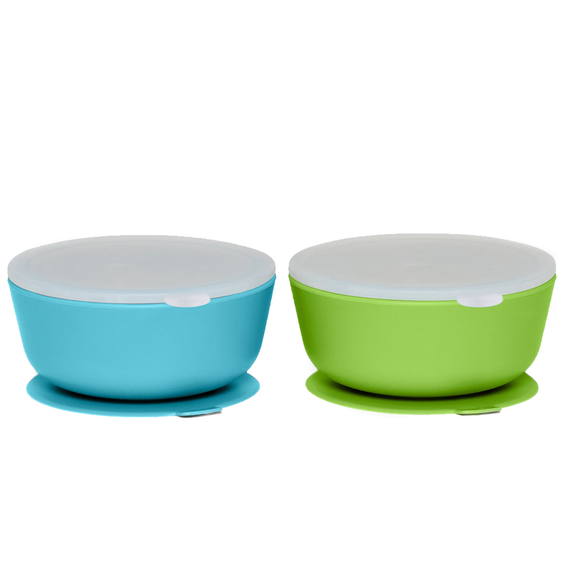 WeeSprout Suction Bowls for Baby (Set of 2) - 100% Silicone Toddler Bowl w/Plastic Lid - Leak Proof Feeding Supplies - Dishwasher & Microwave Safe