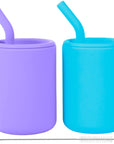 Silicone Straw Cups with Lids – 4 oz or 8 oz (Set of 2)