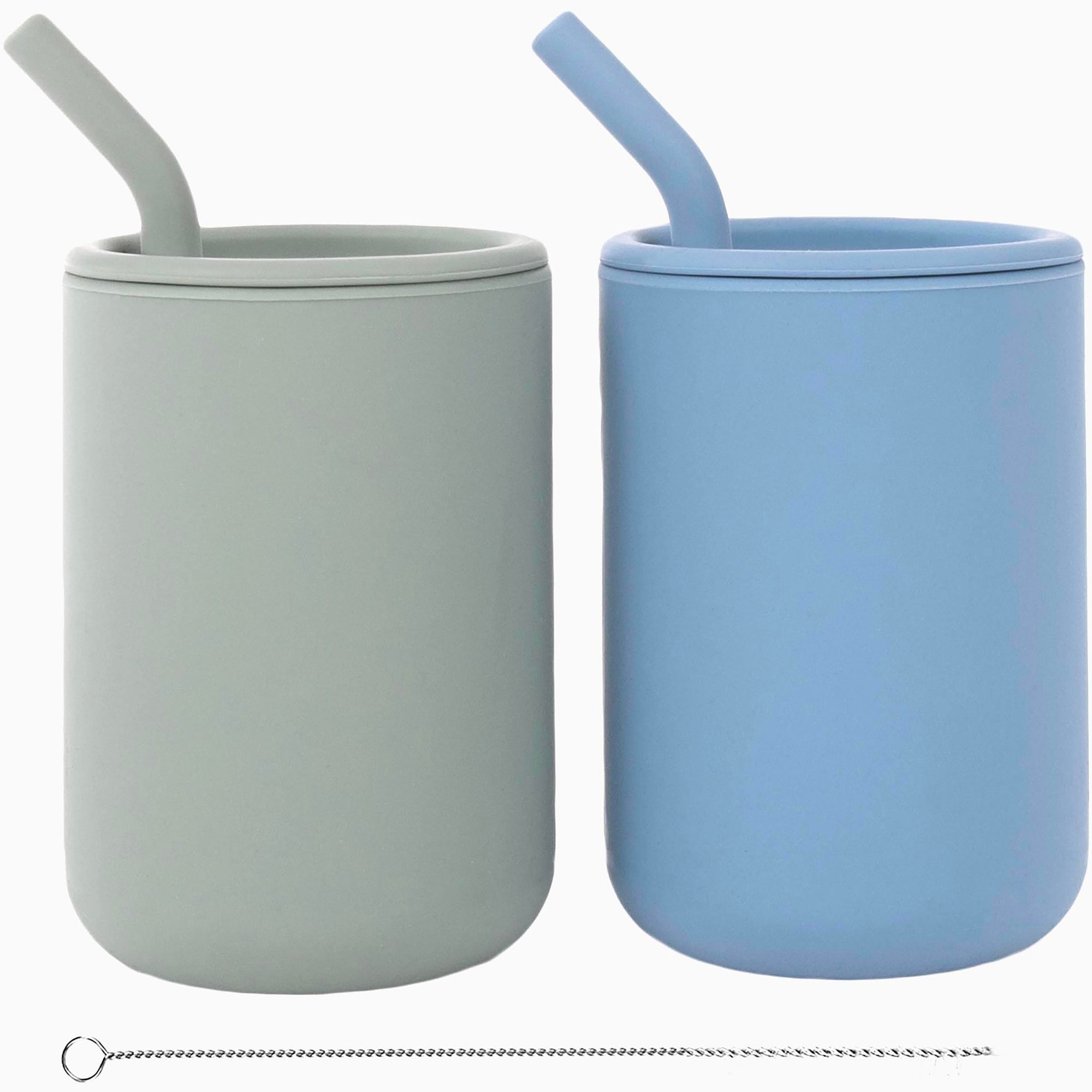 Silicone Straw Cups with Lids – 4 oz or 8 oz (Set of 2)