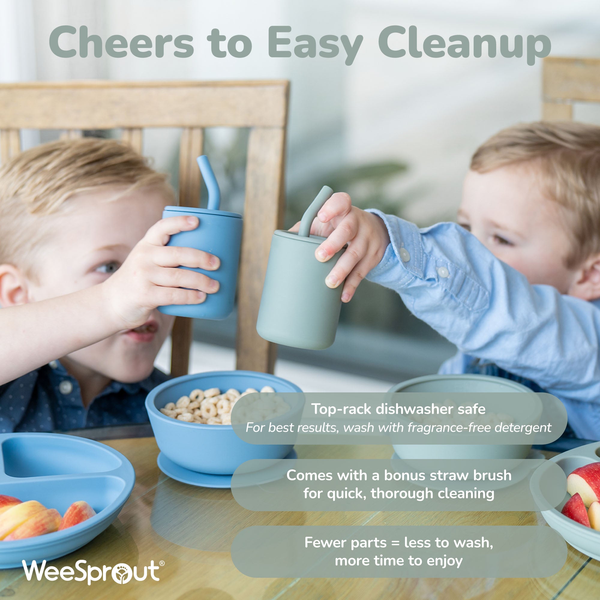 Silicone Straw Cups with Lids – 4 oz or 8 oz (Set of 2)