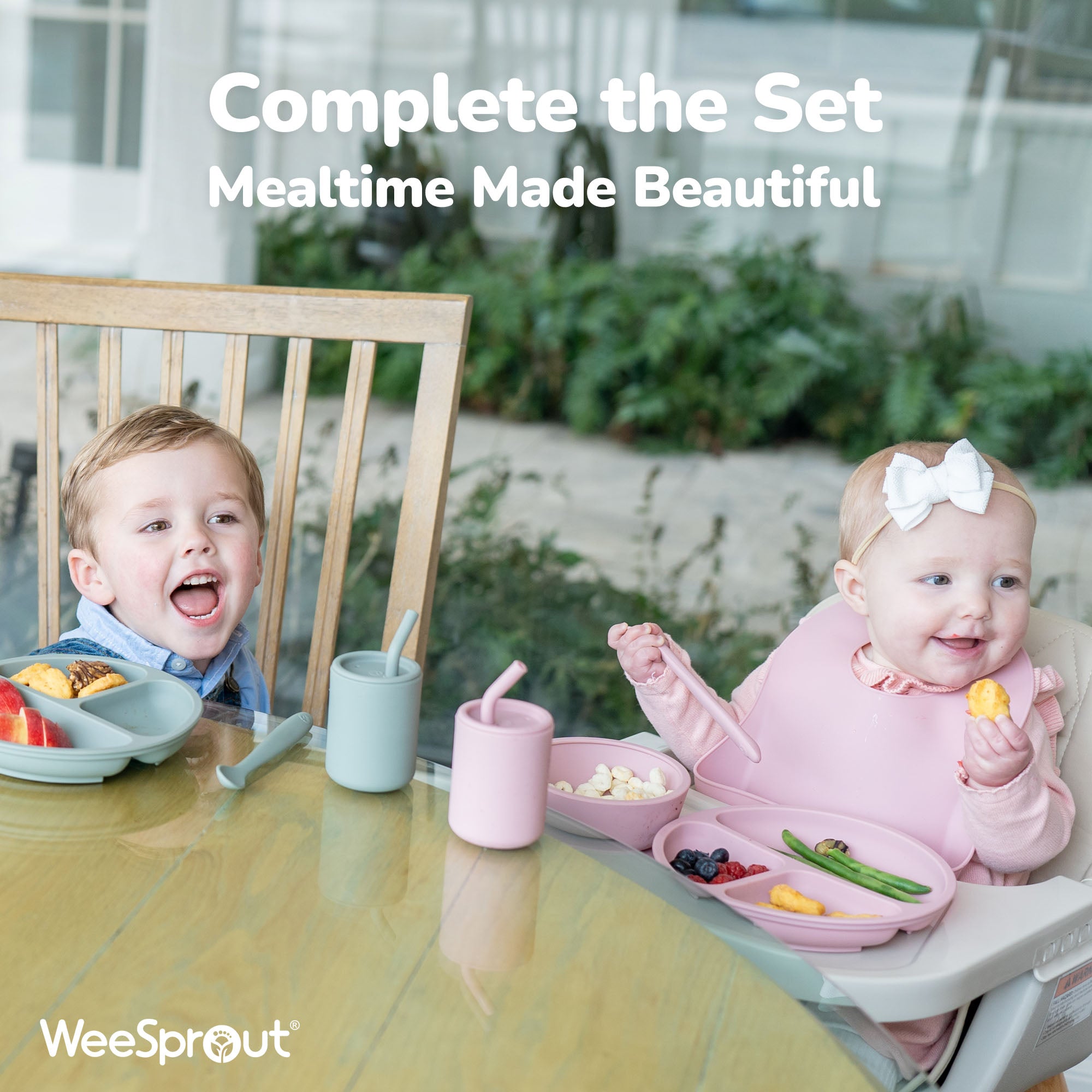 Silicone Straw Cups with Lids – 4 oz or 8 oz (Set of 2)