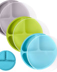 Silicone Divided Plates with Lids (Non-Suction) – Set of 3