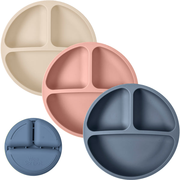 Silicone Divided Plates (Non-Suction) – Set of 3