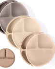 Silicone Divided Plates with Lids (Non-Suction) – Set of 3