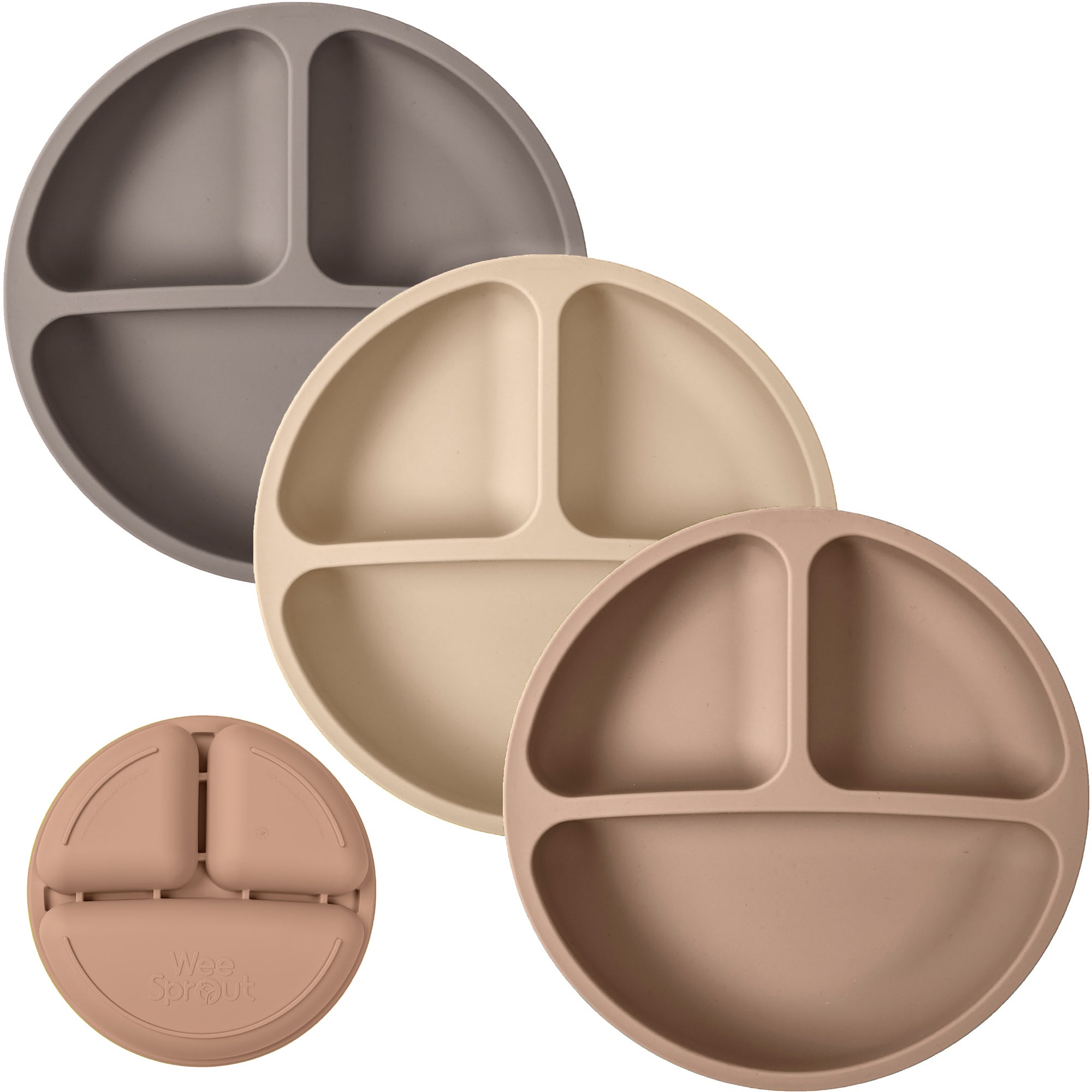Silicone Divided Plates (Non-Suction) – Set of 3