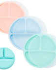Silicone Divided Plates with Lids (Non-Suction) – Set of 3