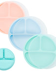 Silicone Divided Plates with Lids (Non-Suction) – Set of 3