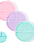 Silicone Divided Plates with Lids (Non-Suction) – Set of 3
