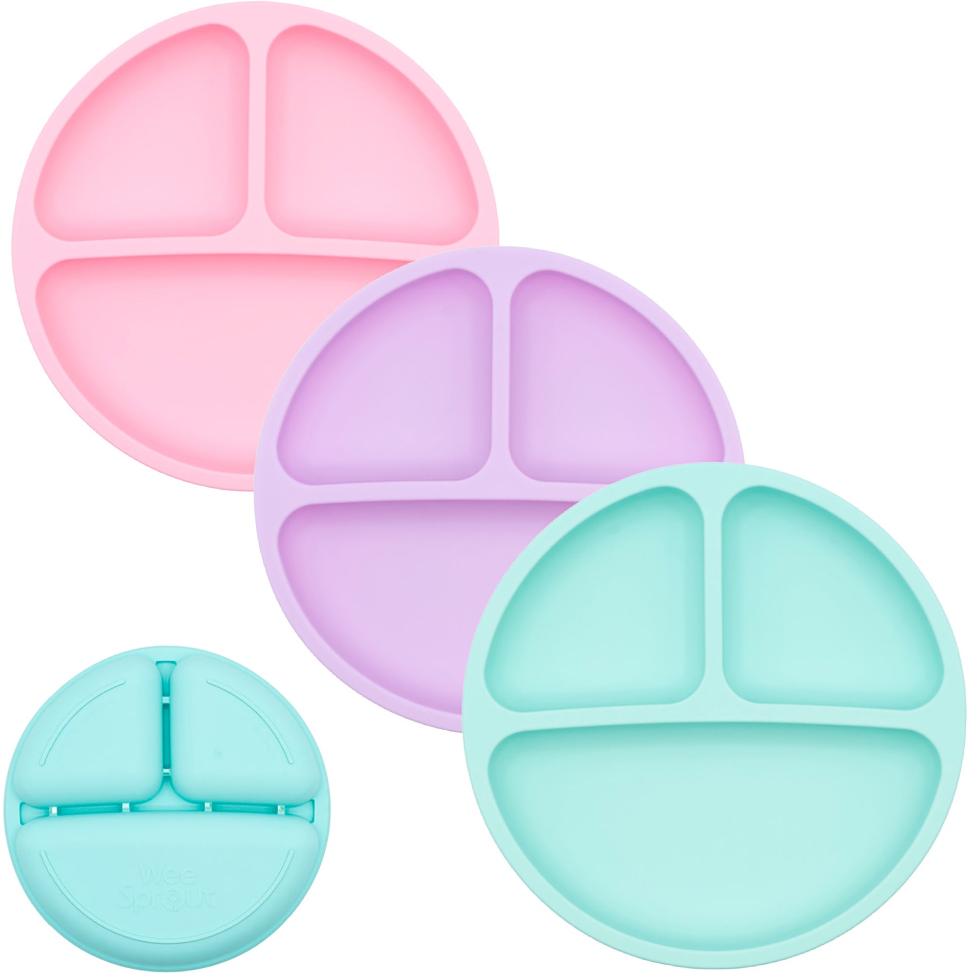 Silicone Divided Plates (Non-Suction) – Set of 3